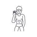 Male striptease line icon concept. Male striptease vector linear illustration, symbol, sign