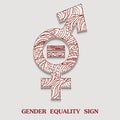 Male with the stroke siymbol for Transgender is a Transgendered sexuality sign with a pattern in tribal Indian style.