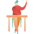 Male student at classroom desk vector icon