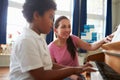 Male Student Enjoying Piano Lesson With Teacher Royalty Free Stock Photo