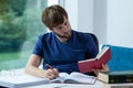 Male student learning for exam Royalty Free Stock Photo