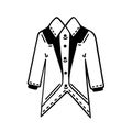 Male suit vector icon. Classic tuxedo with a shirt for a holiday, wedding, business. Hand drawn tailcoat isolated on Royalty Free Stock Photo