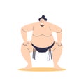 Male sumo fighter ready for competition. Traditional japanese wrestler. Martial arts and japan sport