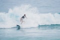 Male surfer in a breaking wave. Royalty Free Stock Photo