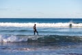 A male surfer entering the sea on Manly Beach