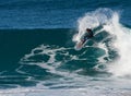 Surfer executing a frontside top-turn at Iluka. Royalty Free Stock Photo