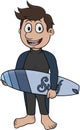 Male Surfing Sport Cartoon Color Illustration