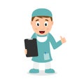 Male Surgeon Character Holding Records