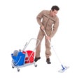 Male sweeper cleaning floor Royalty Free Stock Photo