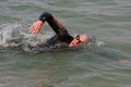 Male Swimmer Swims Freestyle In Lake Michigan