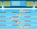 Male swimming racing in pool