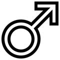 Male symbol icon - black outlined, isolated - vector