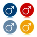 Male symbol icon trendy flat round buttons set illustration design Royalty Free Stock Photo