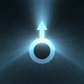 Male symbol Mars sign light halo