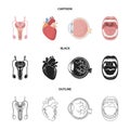 Male system, heart, eyeball, oral cavity. Organs set collection icons in cartoon,black,outline style vector symbol stock
