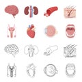 Male system, heart, eyeball, oral cavity. Organs set collection icons in cartoon,outline style vector symbol stock Royalty Free Stock Photo