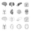 Male system, heart, eyeball, oral cavity. Organs set collection icons in outline,monochrome style vector symbol stock
