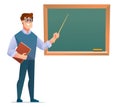 Teacher standing in front of blackboard Royalty Free Stock Photo