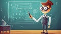 Cartoon illustration of a teacher at the blackboard. Education concept. Royalty Free Stock Photo