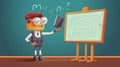 Cartoon illustration of a teacher at the blackboard. Education concept. Royalty Free Stock Photo
