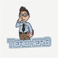 Male Teachers Color Logo Illustration Design