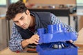 male technician assembling ventilation system Royalty Free Stock Photo