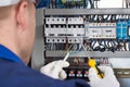Male Technician Checking Fusebox Royalty Free Stock Photo