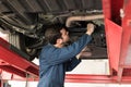 Male Technician Servicing Car In Repair Shop Royalty Free Stock Photo