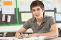 Male Teenage Student Studying