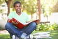 Male Teenage Student Studying In Park
