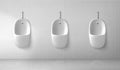 Male toilet interior with row of white urinals