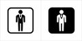 Male toilet vector icon. Water closet man or gentleman sign. WC symbol. Lady restroom In square shape signs vector illustration. Royalty Free Stock Photo