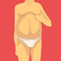 Male Torso with Fat Belly and Sagging Breast, Human Body After Weight Loss, Front View, Obesity and Unhealthy Eating