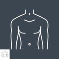 Male torso related vector thin line icon.