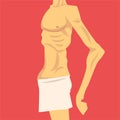 Male Torso with Short Weight and Sagging Belly, Human Body After Weight Loss, Side View, Obesity and Unhealthy Eating