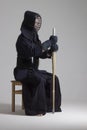 Male in tradition kendo armor with shinai bamboo sword . Royalty Free Stock Photo