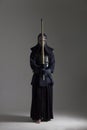 Male in tradition kendo armor with shinai . Royalty Free Stock Photo