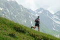 male trail runner running