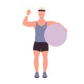 Male trainer with fitness ball