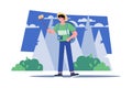 Male Travel Vlogger Illustration concept. A flat illustration isolated on white background