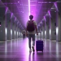 A male traveler walking through the airport. AI Generated