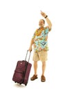 Male traveller hailing a taxi Royalty Free Stock Photo