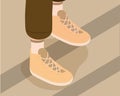 male trendy yellow shoes on ladders vector design