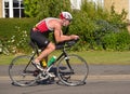 Male Triathlete on cycling stage.