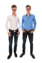 Male twins with white and blue blouse