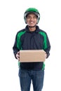 Male uber rider or driver delivering package