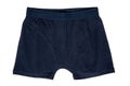 Male underwear isolated. Close-up of dark blue boxer short isolated on a white background. Mens underwear fashion. Clipping path. Royalty Free Stock Photo