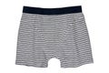 Male underwear isolated. Close-up of gray striped boxer short isolated on a white background. Mens underwear fashion. Clipping Royalty Free Stock Photo