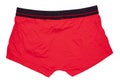 Male underwear isolated. Close-up of red boxer short isolated on a white background. Mens underwear fashion. Back view Royalty Free Stock Photo