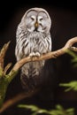 Ural owl Strix uralensis sitting in a tree Royalty Free Stock Photo